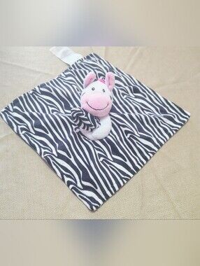 Little Miracles Baby Zebra Plush Lovey Security Blanket Zebra Stripes 11" Soft